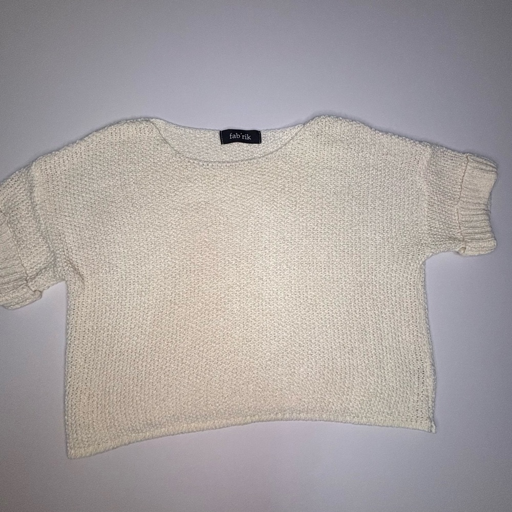 Fab'rik Women's Textured Cream Knit Top